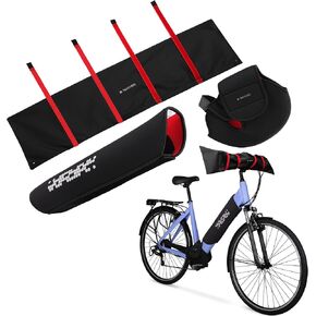 Navaris Electric Bike Cycling Accessories - 3 Piece E-Bike Battery Cover Set - Handlebar Bag, Ebike Battery & Frame Protector - Universal Fit for MTB, BMX, Mens & Ladies Bikes