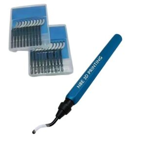 Aluminum Deburring Tool with 10 Extra High-Speed Steel Swivel Blades with Blue Handle | 3D Printing Burr Removal Reamer Tool | Works on Metal, Resin Tool, PVC Pipe, Copper, Plastic & 3D Printed Edges