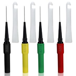 Piercing Clip Test Probe, 0.7mm Test Probe Pins, Non-Destructive Insulation Wire Piercing Needle, Piercing Probes Set for Banana Socket Plug Car Tester (4 Pcs)