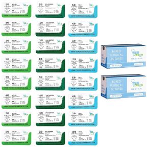Sutures Thread with Needle - Pkg. of 24 - for Practicing Suturing Doctors, Medical Students, Veterinarians and Nurses