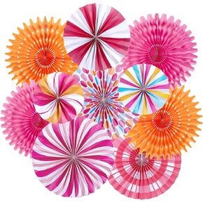 SUNBEAUTY 10 Pcs Candy Hanging Paper Fans Decorations Christmas Candy Party Classroom Decorations Candy Land Party Decoration Candy Decorations Paper Fans for Christmas Birthday Baby Shower