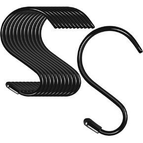 12 Pack 4 inch S Hooks for Hanging Heavy Duty, Large Vinyl Coated Closet S Hooks Non Slip Metal S Hooks for Hanging Kitchen Utensil Pot Pan Cups Clothes Jeans Towels Hats Bags Plants (White)