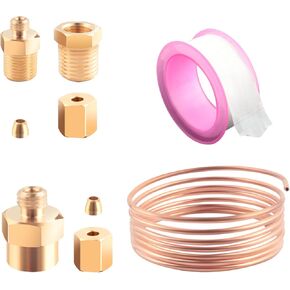 72 Inch Oil Pressure Gauge Kit of Tubing,Copper Tubing for Oil Pressure Gauge Includes 1/8''NPT Male x1/8''OD,1/8''NPT Female x1/8''OD and 1/4''x1/8''NPT,Oil Pressure Gauge Line Kit