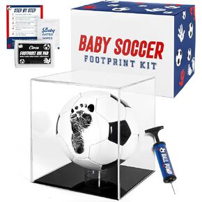 Circa Print Baby Soccer Ball Handprint Kit, Ink Pad for Baby Hand and Footprints - Unique Baby Keepsake for Dads, Baby Shower Present for New Moms, Newborn Gifts