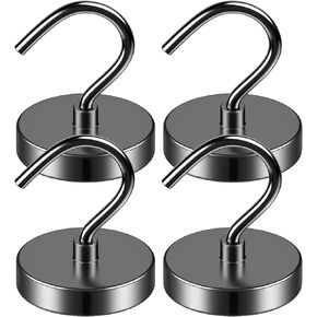 Grtard Magnetic Hooks Heavy Duty, 110 lbs Strong Magnet Hook for Cruise Cabins, Large Magnetic Hooks, Magnets with Hooks for Hanging, Cruise, Curtain, Home, Kitchen, Workplace - 4Pack
