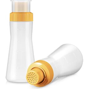 Havawish 2 Pcs Cake Syrup Dispense 350ml Graduated Plastic Squeeze Bottle for Soaking Simple Honey Syrup Rain Spray Bottle with Sealing Lid Easy Storage Reusable Baking Tools (Yellow)