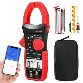 Digital Clamp Meter True-RMS Multimeter 6000C W/Phone APP, AC/DC Current AMP Meter, AMP Clamp Voltage Tester Auto-ranging, Measures Capacitance, Continuity, Diode, Resistance, Temperature Backlight