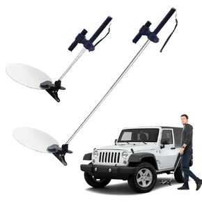 2PCS Under Vehicle Inspection Mirror Security Mirror with Light and Telescoping Handle, 8.4 Inch Diameter Round Mirror Adjustment Handheld Inspection Mirror Under Car Inspection Mirror