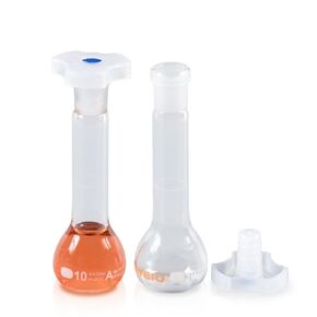 10ML Volumetric Flask Set|ASTM Class A 3.3 Borosilicate Glass|Polypropylene Stopper|White Graduation|for Analytical Chemistry Work|2PCS