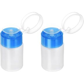 HARFINGTON 2pcs Solvent Alcohol Dispensers 60ml(2oz) Push Down Liquid Dispenser Pump with Sealing Stainless Steel Lid for Acetone Cleanser Polish Remover, Blue