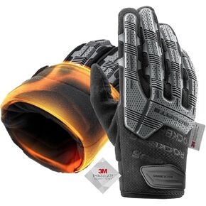 ROCKBROS Motorcycle Gloves Mountain Bike Gloves Thermal Touchscreen for Men Women Full Finger Windproof Cycling Gloves with 6MM Gel Pad Palm Padding MTB Gloves for Dirt Bike, Hiking, Racing
