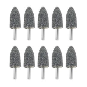 dophee 10Pcs 25mm Cone Shape Aluminum Oxide Mounted Grinding Stones Rotary Grinding Bits with 1/4" Shank for Electric Rotary Tools Drill Grinder
