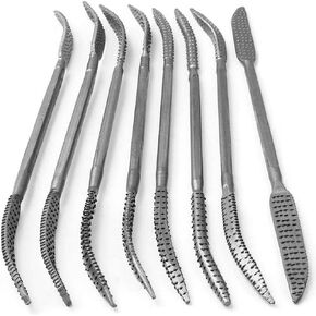 CLAHJQX 8pcs Wood Files and Rasps, Wood Carving File Kit, Double Ended Riffler Wood Rasp File Set, Woodworking Special Shaped File Double Head Woodworking File Set for Woodworking Grinding