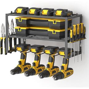 Spacecare Power Tool Organizer- Power Drill Tool Holder- Heavy Duty Tool Shelf & 1 Pack 3 Layers Tool Rack Cordless Drill Holder- Floating Tool Shelf Wall Mounted Tool Storage Rack for 4 Drill Holders