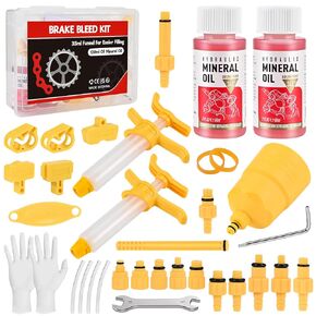 Brake Bleed Kit for Shimano, TEKTRO, TRP, SRAM/MAGURA/Formula/Hope, Hydraulic MTB Brake Bleed Kit for Shimano with M4-M7 Adapter, High Performance Mineral Oil Brake Fluid for Shimano (2 * 60ml)