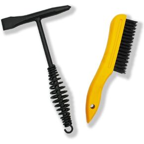 Welding Chipping Hammer with Coil Spring Handle,10.5",Cone and Vertical Chisel/ 10" Wire Brush(Free), Black