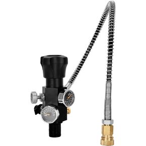 Upgrade M18x1.5 DIN Valve Scuba Adapter with Gauge,4500psi Working Pressure with 22-inch-Long Black Hose,for HPA Tank/PCP Air Tank