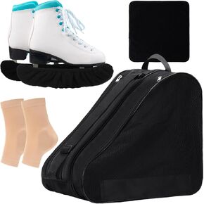 4 Pcs Skating Bag Set Ice Skate Blade Covers Towel Ankle Bone Protection for Boots Skate Large Skate Bag Quad Skates Inline Skate and Most Roller Skate Accessories