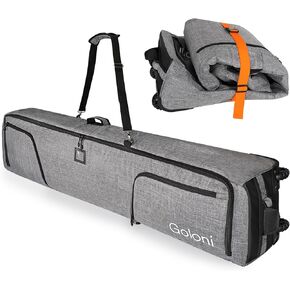 حقيبة تزلج جولوني بعجلات، حقيبة تزلج مبطنة للسفر الجوي، قماش مقاوم للماء 600D، حقيبة ثلج قابلة للطي تناسب زوجين من الزلاجات in Kuwait