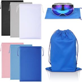 6 Pieces Microfiber Ski Goggle Bag Protection Bag for Winter Ski Goggle Storage Soft Drawstring Pouch,10 x 7 Inch in Kuwait