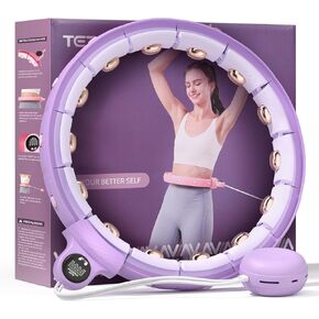 Smart Hula Circle Hoops for Adults Weight Loss, Fitness Hoop 14 Adjustable Detachable Knots, with Ball Auto Rotate 360 Degree for Women and Beginners
