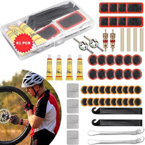 61 PCS Bike Tire Repair Kit - Inner Tube Patch Kit - Bike Flat Tire Repair Kit |Complete Bicycle Tire Repair Kit for BMX, MTB, Ebike, Scooter| - Fix Bicycle Puncture in Minutes