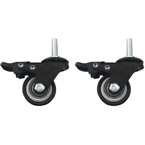 2PCS Brake Swivel Lever Casters Heavy Duty Casters with Brake M8 Threaded Lever 1.5 Inch Wheel Casters Double Locking Casters Applied to Exhibition Equipment Shopping Carts Trolleys Black