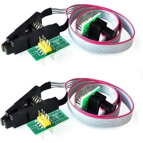 2 Set SOP8 to DIP8 Test Clips and Board, 8 Pin, Cable Lengths 24cm, for EEPROM 93CXX/25CXX/24CXX in Circuit Programming on USB Programmer TL866CS TL866A EZP2010 (2 Pcs Board)