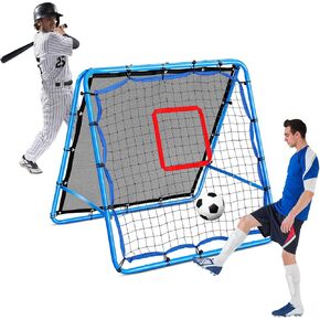 2-in-1 Soccer Rebounder - 3.3 x 3.3ft Robust Kickback Rebound Screen with Steel Frame & PE Netting for Football Softball Baseball Training, Gifts and Skills Improvement for Teens and Adults