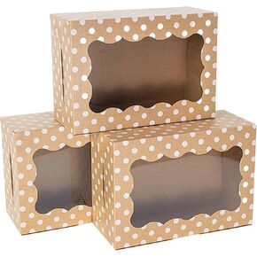 Polka Dot Cookie Boxes - 12 Pack - White Polka Dot Cookie Boxes with Window - Craft Brow Bakery Gift Boxes for Birthday, Cupcakes, Pastries, Strawberries, Macarons, Wedding, Candy, & Treats - Large