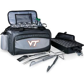 PICNIC TIME NCAA Virginia Tech Hokies Vulcan Portable Propane Grill & Cooler Tote, Portable Tabletop Gas Grill (Black with Gray Accents)