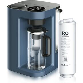 Bluevua RO100ROPOT-LITE Countertop Reverse Osmosis Water Filter System, 5 Stage Purification, 3:1 Pure to Drain, Portable Water Purifier (No Installation Required) (White)
