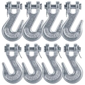 JMIATRY 8 Packs 1/4 Inch Clevis Grab Hook 1/4 Chain Hooks G70 Heavy Duty Forged Steel Safety Chain Hook, 3300 Lbs Capacity, Suitable for 6mm Chain
