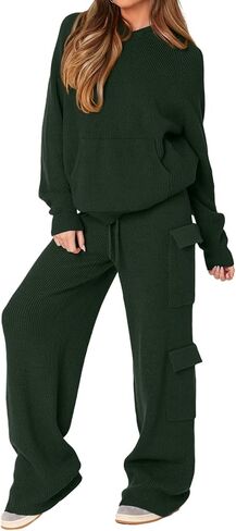 REORIA طقم سترة نسائي مكون من قطعتين بقلنسوة وسراويل شحن لخريف وشتاء 2024 نمط السفر in Kuwait