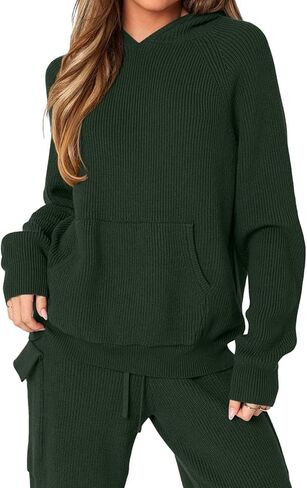 REORIA طقم سترة نسائي مكون من قطعتين بقلنسوة وسراويل شحن لخريف وشتاء 2024 نمط السفر in Kuwait