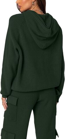 REORIA طقم سترة نسائي مكون من قطعتين بقلنسوة وسراويل شحن لخريف وشتاء 2024 نمط السفر in Kuwait