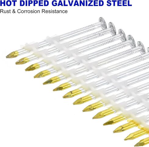 uxcell 500Pcs 21 Degree 0.113" x 2" Framing Nails, Galvanized Carbon Steel Plastic Collated Nails for Furniture/Constructions, Color Zinc in Saudi Arabia
