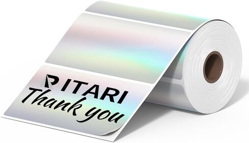 Itari 4x2 Thermal Printer Sticker Labels - QR Code Labels for Storage, Circle Label Stickers Thermal Paper, Compatible with Etsy, Shopify, Ebay, Amazon, FedEx, 500 PCS/Roll, Holographic Silver in Saudi Arabia