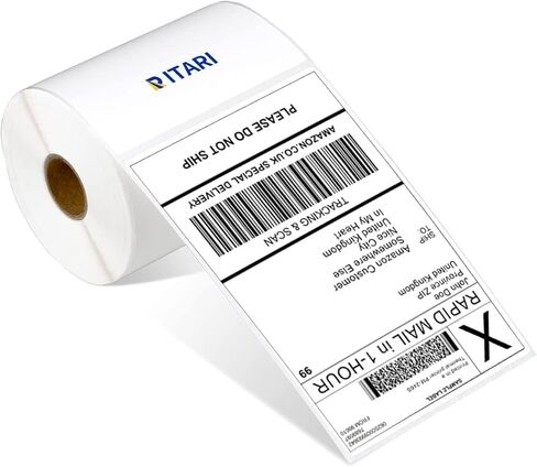 Itari 4x2 Thermal Printer Sticker Labels - QR Code Labels for Storage, Circle Label Stickers Thermal Paper, Compatible with Etsy, Shopify, Ebay, Amazon, FedEx, 500 PCS/Roll, Holographic Silver in Saudi Arabia