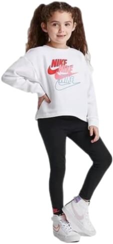Nike GIRLS' LITTLE KIDS GLOW TIME CREWNECK SWEATSHIRT AND LEGGINGS SET in Saudi Arabia