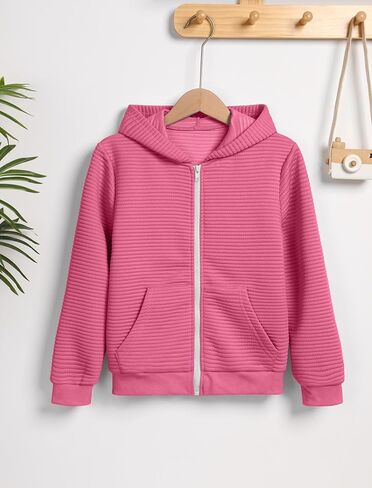 OBEEII Girls Zip Up Hoodies Sweatshirt Long Sleeve Sweatshirt with Pockets Running Top Cute Fall Winter Clothes 5-14 Years in Saudi Arabia