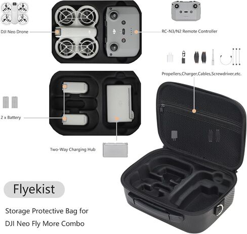 Carrying Case for DJI Neo-Portable PU Protective Storage Bag with YKK Zipper for DJI Neo Fly More Combo,RC-N3 Remote Controller, Neo Intelligent Flight Battery & Aceessories-Grey in Kuwait