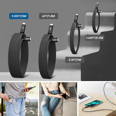 USB 4 Cable for Thunderbolt 4 Cable 240W, USB C to USB C Cable, 40Gbps Data Transfer for 4K/8K Video Display, Compatible with Thunderbolt 4/3, USB-C Monitor Hub Docking Station(1.8M/6FT) in Saudi Arabia