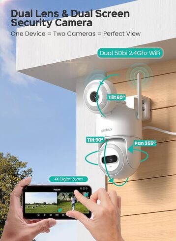 Security Cameras Wireless Outdoor 2K PTZ WiFi Camera for Home Security with Full Color Night Vision Motion Tracking Human Detection 2-Way Audio Light & Sound Alarm IP66, 10FT Power Cord in Saudi Arabia