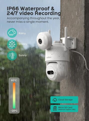 Security Cameras Wireless Outdoor 2K PTZ WiFi Camera for Home Security with Full Color Night Vision Motion Tracking Human Detection 2-Way Audio Light & Sound Alarm IP66, 10FT Power Cord in Saudi Arabia