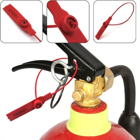 (500pcs) 11 inch Plastic Numbered Security Seal Pull Tight Padlock Safety Tag Tamper Proof Tie Disposable Self-Locking Seals, Red in Kuwait