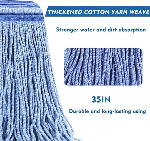 24 oz Loop-End Cotton Mop Head, Heavy Duty Mop Refills, 6 Inch Headband, Mop Head Replacement for Home, Industrial and Commercial Use (Blue) in Kuwait
