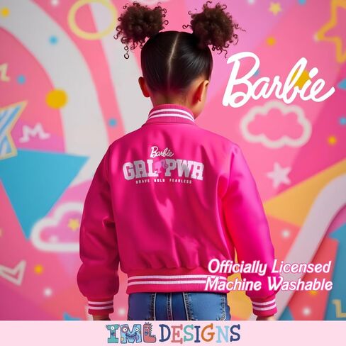 Barbie Girls Bomber Jacket, Zip-Up Bomber Jacket for Girls, Girl Power Outerwear, Varsity Jacket for Girls in Kuwait