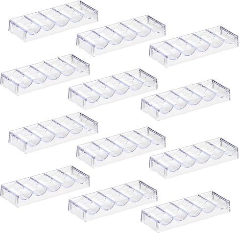 Acrylic Poker Chip Tray Rack- Clear Organizer for 100 Standard Casino Chips-Suitable for Texas Hold'em, Blackjack, Gambling, Poker Clubs, Parties, or Family Casino Nights in Kuwait