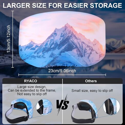 Ryaco 2 Pcs Ski Snowboard Goggle Cover Sleeve, Ski Goggles Microfiber Protective Lens Scratch Dust for Travel Storage (Large) in Kuwait
